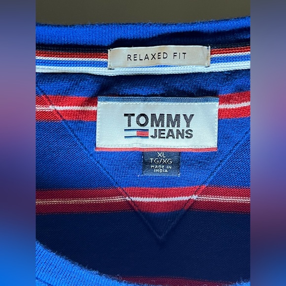 Vintage 90’s Tommy Hilfiger Jeans Striped Tee size XL Relaxed Fit - Picture 3 of 3